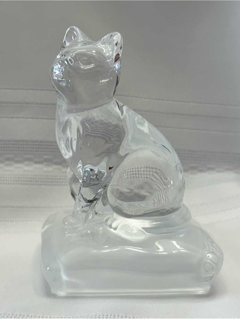 Vintage, Cristal d’Arques Crystal Cat Figurine, Made in France